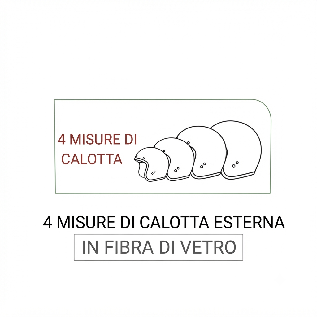 Casco 3 bottoni in fibra calotta piccola