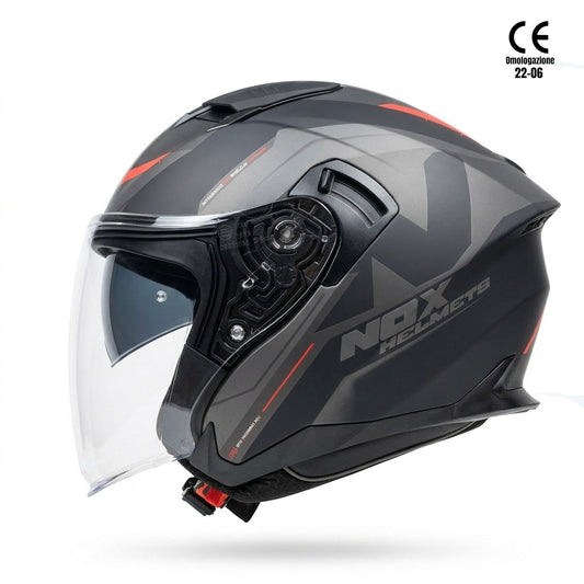Casco jet nox doppia visiera taglia s (veste come una taglia xs 53/54 cm)