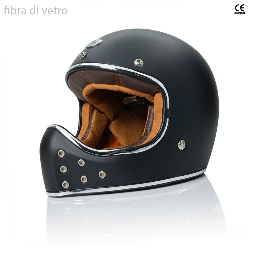 Casco vintage off road nero opaco