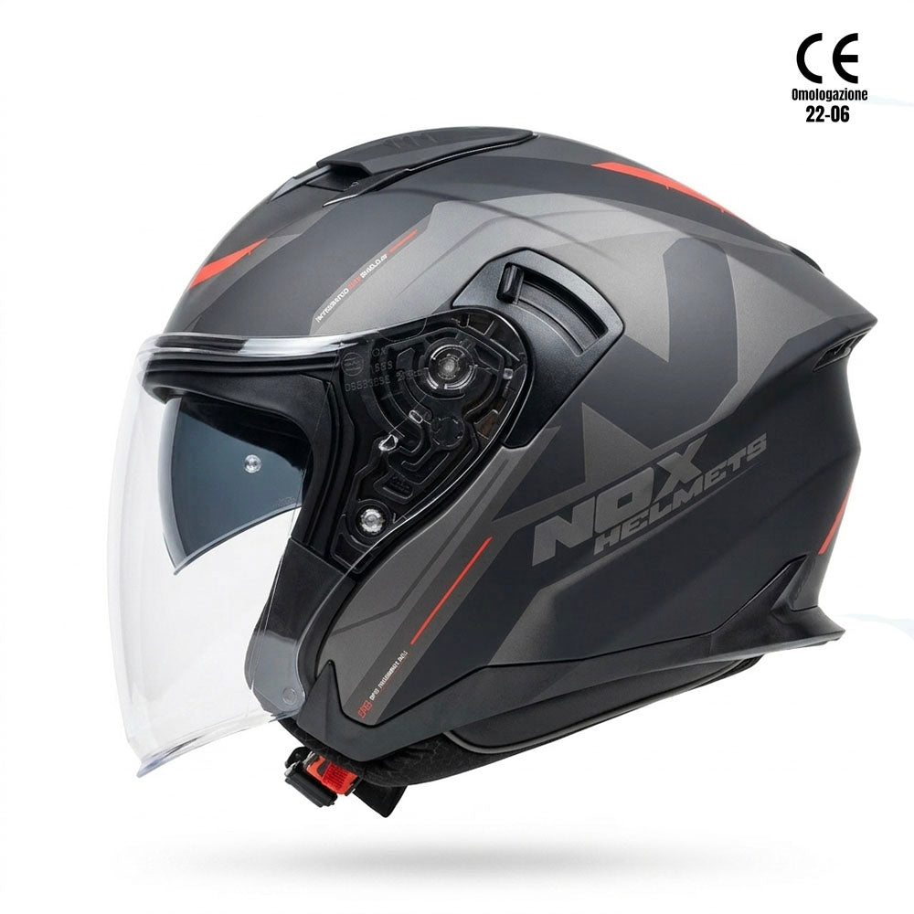 Casco jet nox doppia visiera taglia s (veste come una taglia xs 53/54 cm)