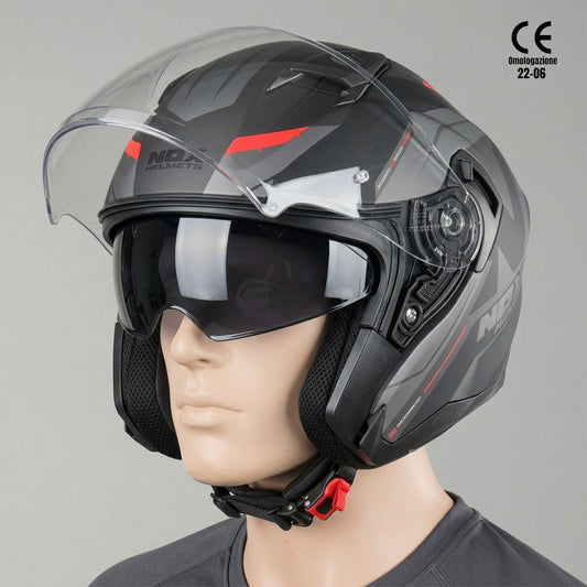 Casco jet nox doppia visiera taglia s (veste come una taglia xs 53/54 cm)