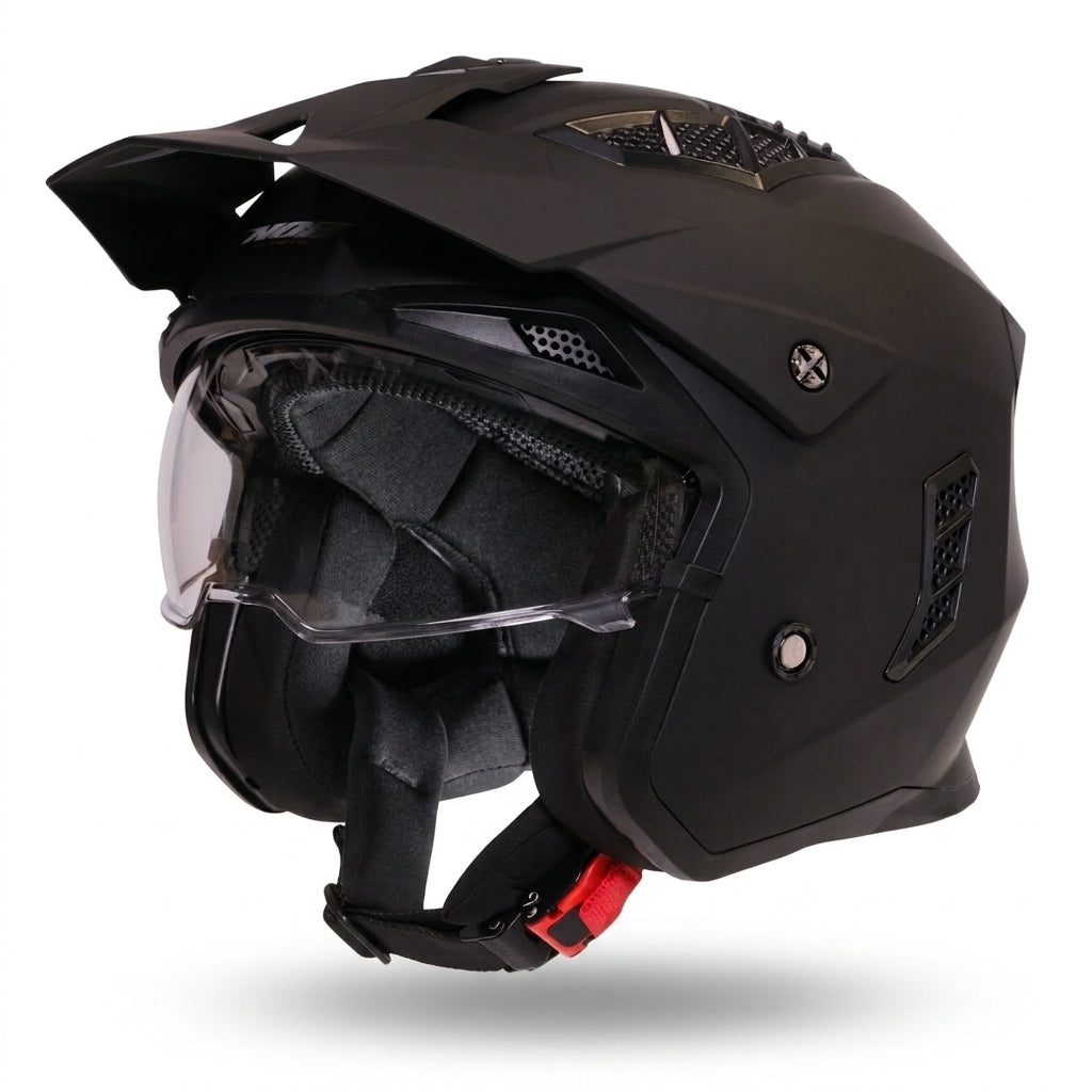 Casco jet con visiera nero opaco