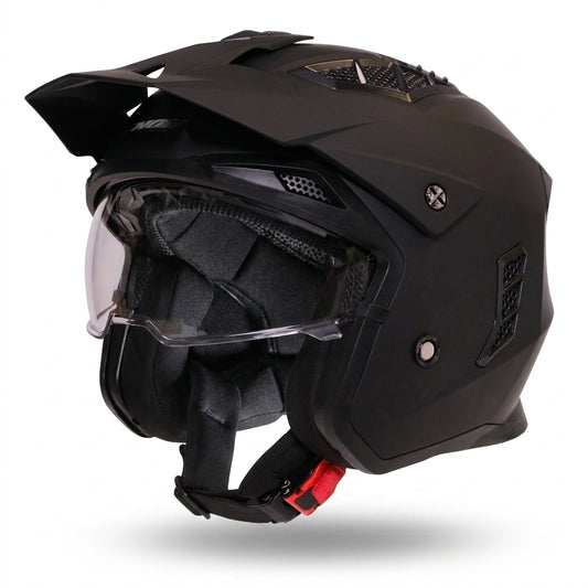 Casco jet con visiera nero opaco
