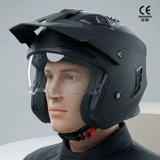 Casco jet con visiera nero opaco