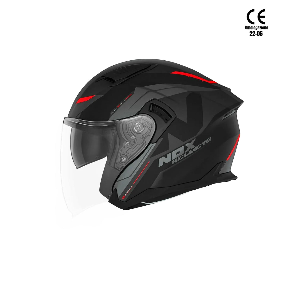 Casco jet nox doppia visiera taglia s 55/56 cm