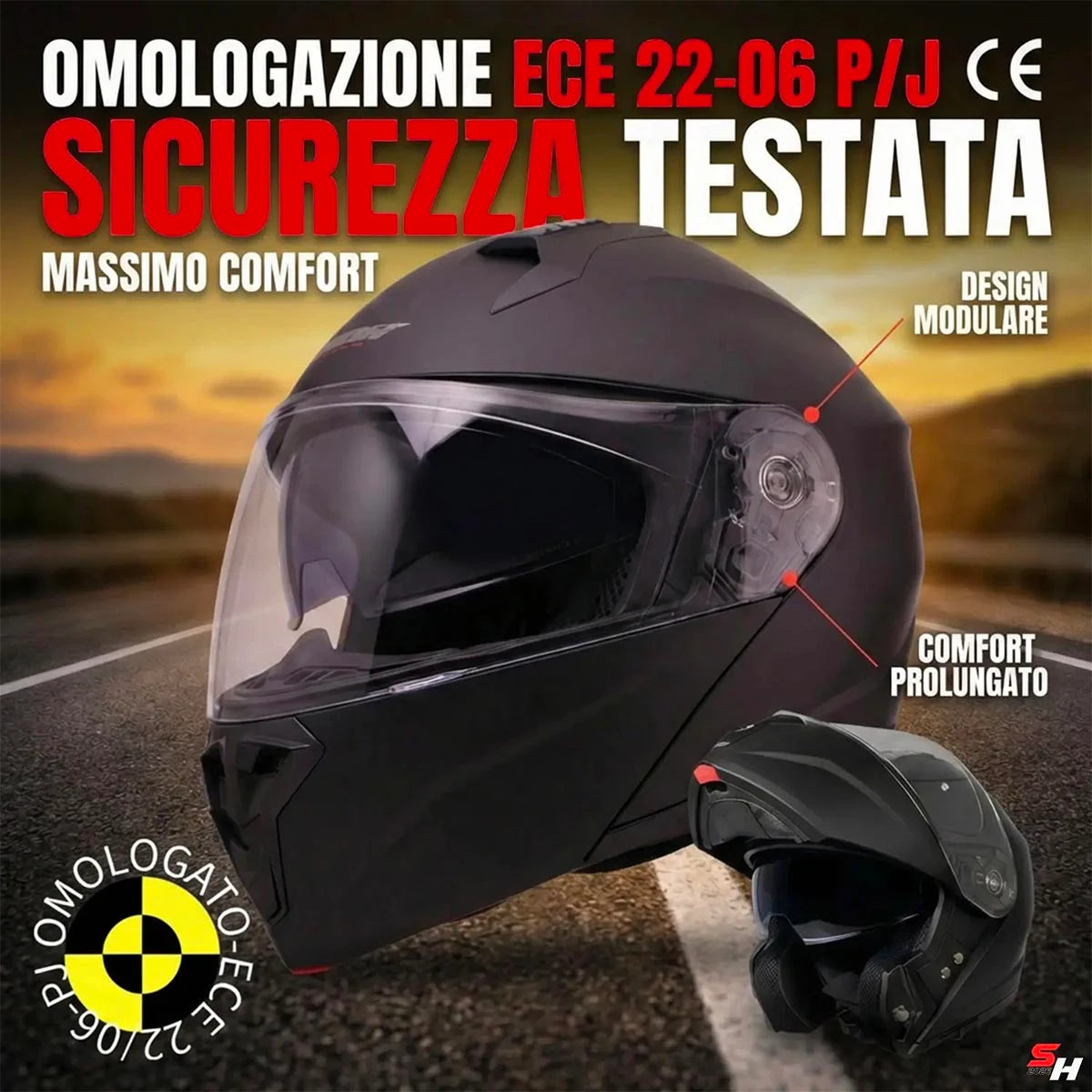 N968H "Perfect Vision" Modular Helmet - ECE 22.06 P/J + Mounted Pinlock® &amp; Reflex Kit