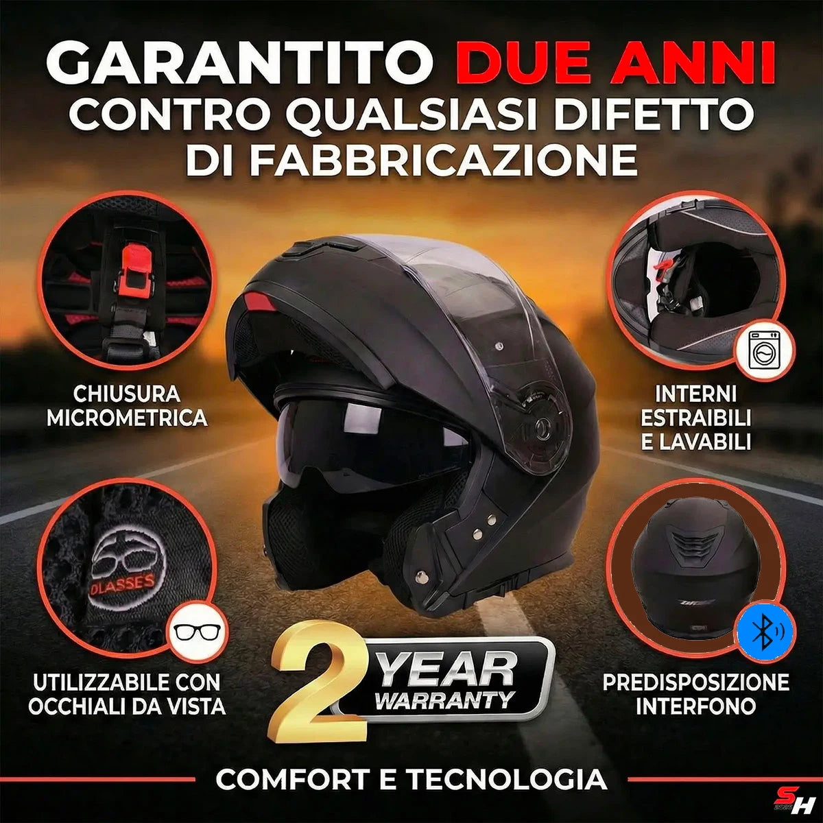 N968H "Perfect Vision" Modular Helmet - ECE 22.06 P/J + Mounted Pinlock® &amp; Reflex Kit