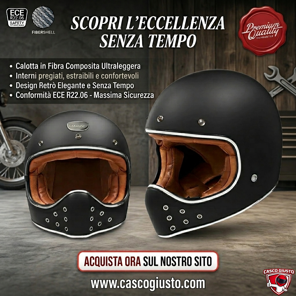 Casco vintage off road nero opaco