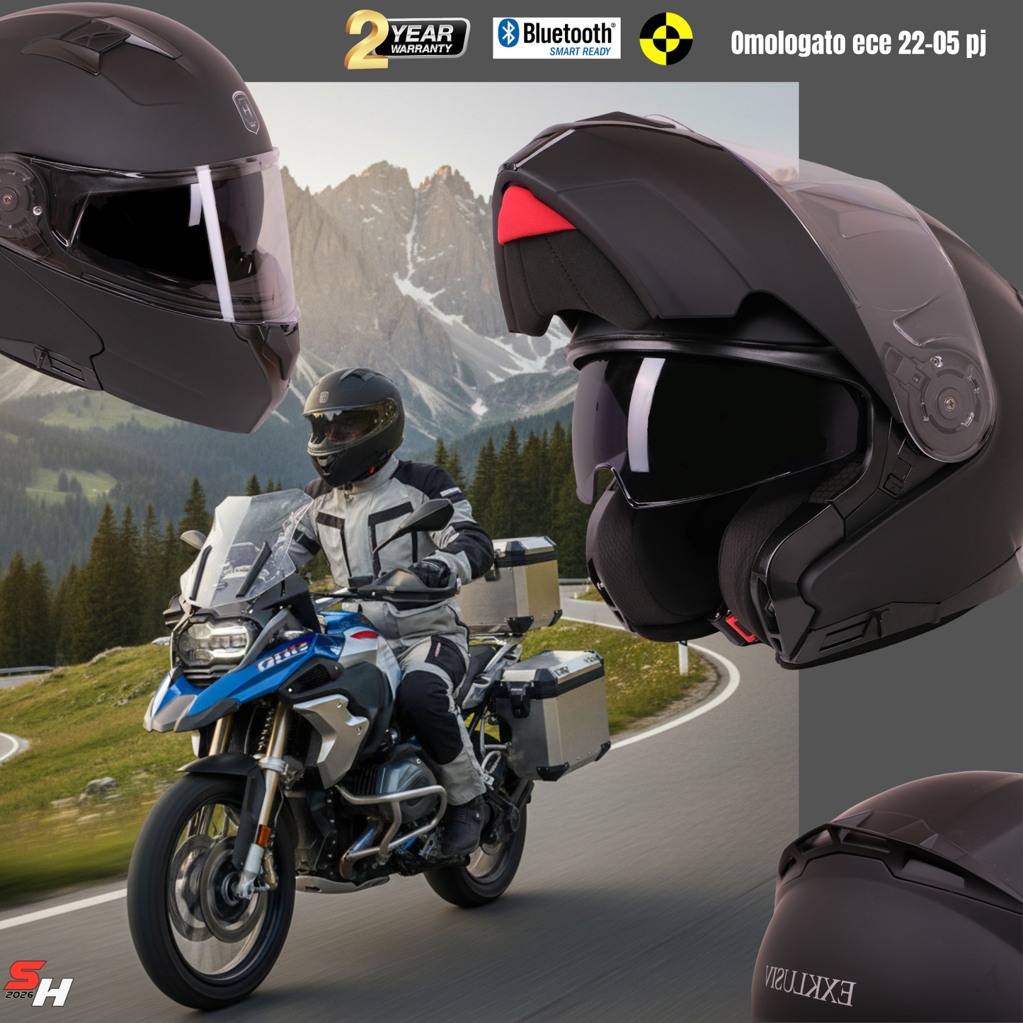 Casco modulare n 966 nero opaco taglia s