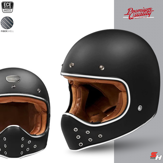 Casco vintage off road nero opaco