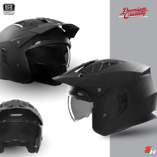 Casco jet con visiera nero opaco